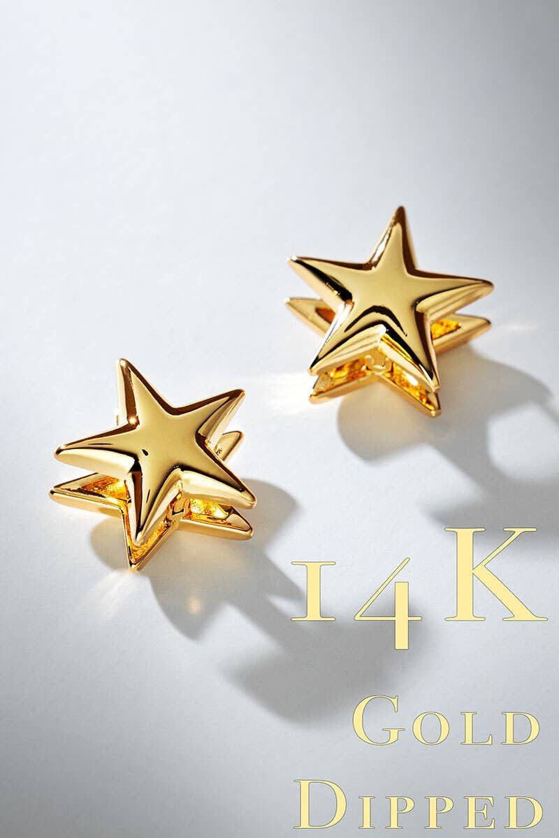 KATE 14K GOLD DIPPED STAR SHAPED EARRINGS