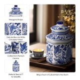 Ceramic Boho Sandalwood Myrrh Candle - Blue, 4 in. 6 oz