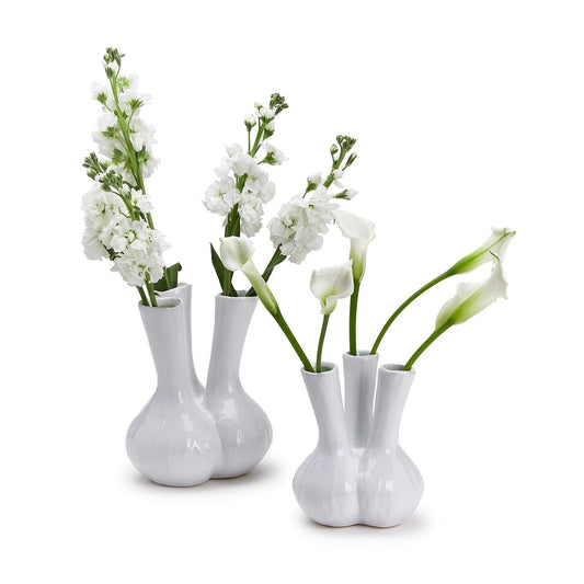 White 3 Stem Vase