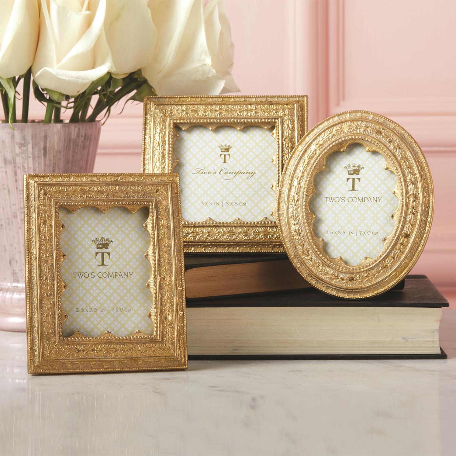 Two's Company Wicker Weave S/2 Photo Frames