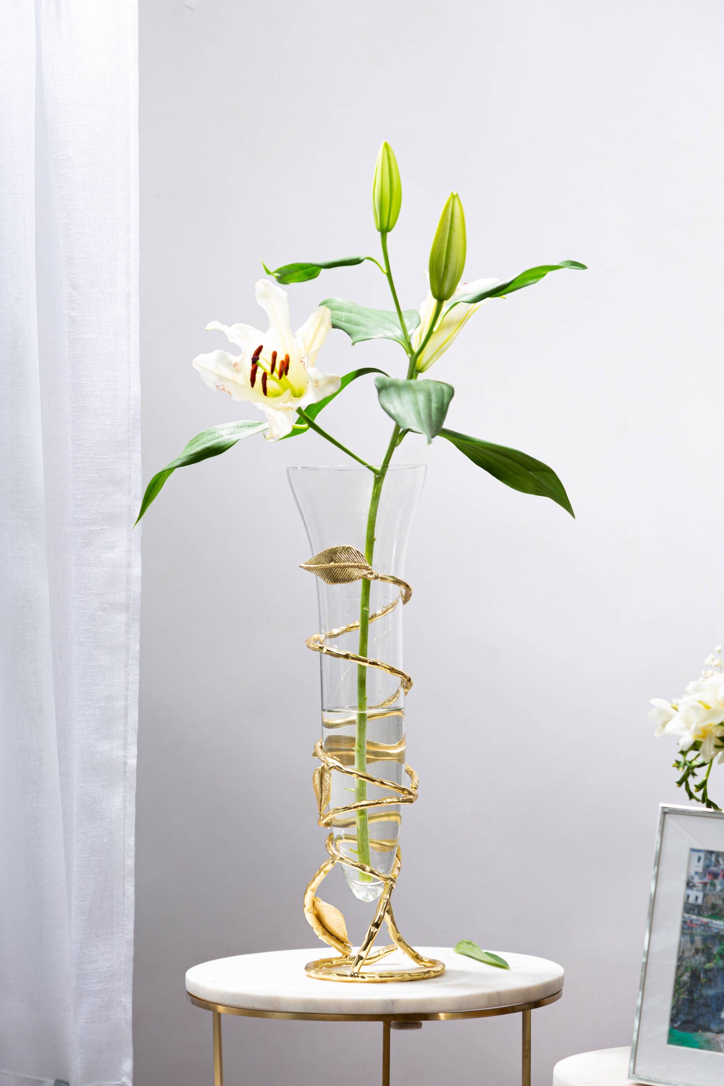 Glass Vase w/ Gold Leaf Detail
