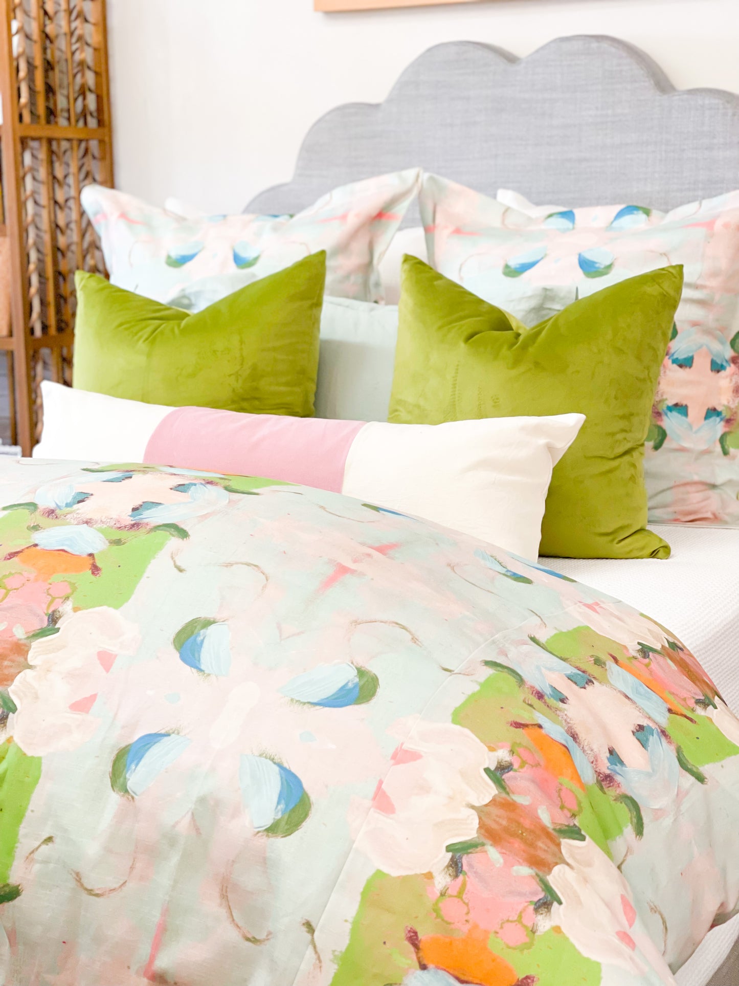 Laura Park Monet’s Garden-Green Linen Duvet