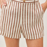 STRIPED LINEN  SHORTS