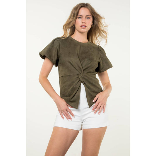 Olive Suede Top