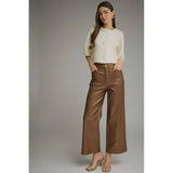 Solid Metallic Wide Leg Pant