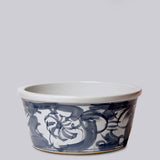 Rustic Floral Blue and White Porcelain Planter