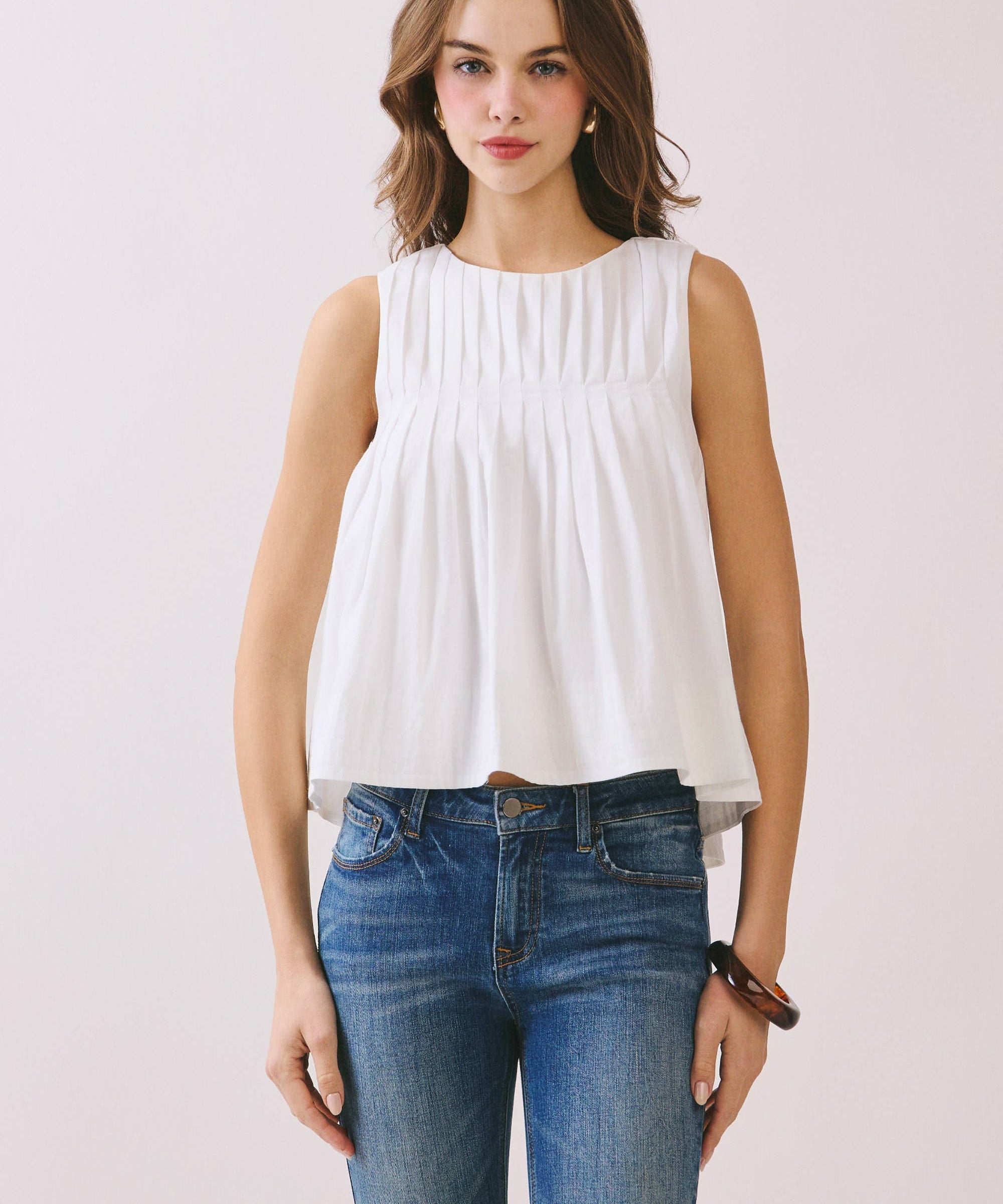 Pleated High Low Top