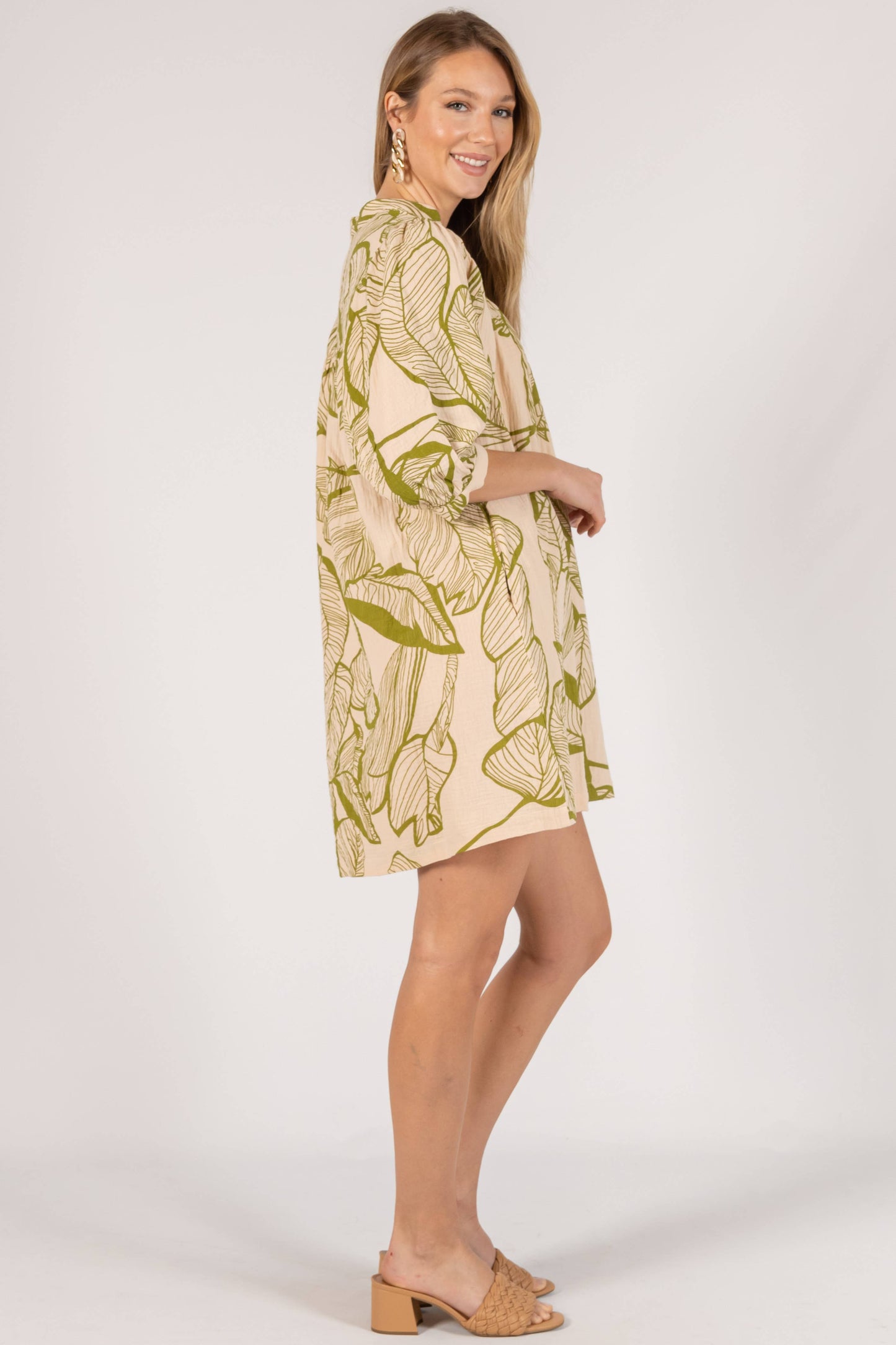 Leaf Print Gauze Dress