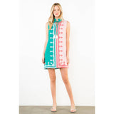 Ruffle Neck Colorblock Dress