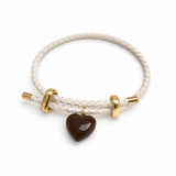 Heart Charm Braided Cord Bracelet – 18K Gold Plated Brass with Enamel Heart Pendant
