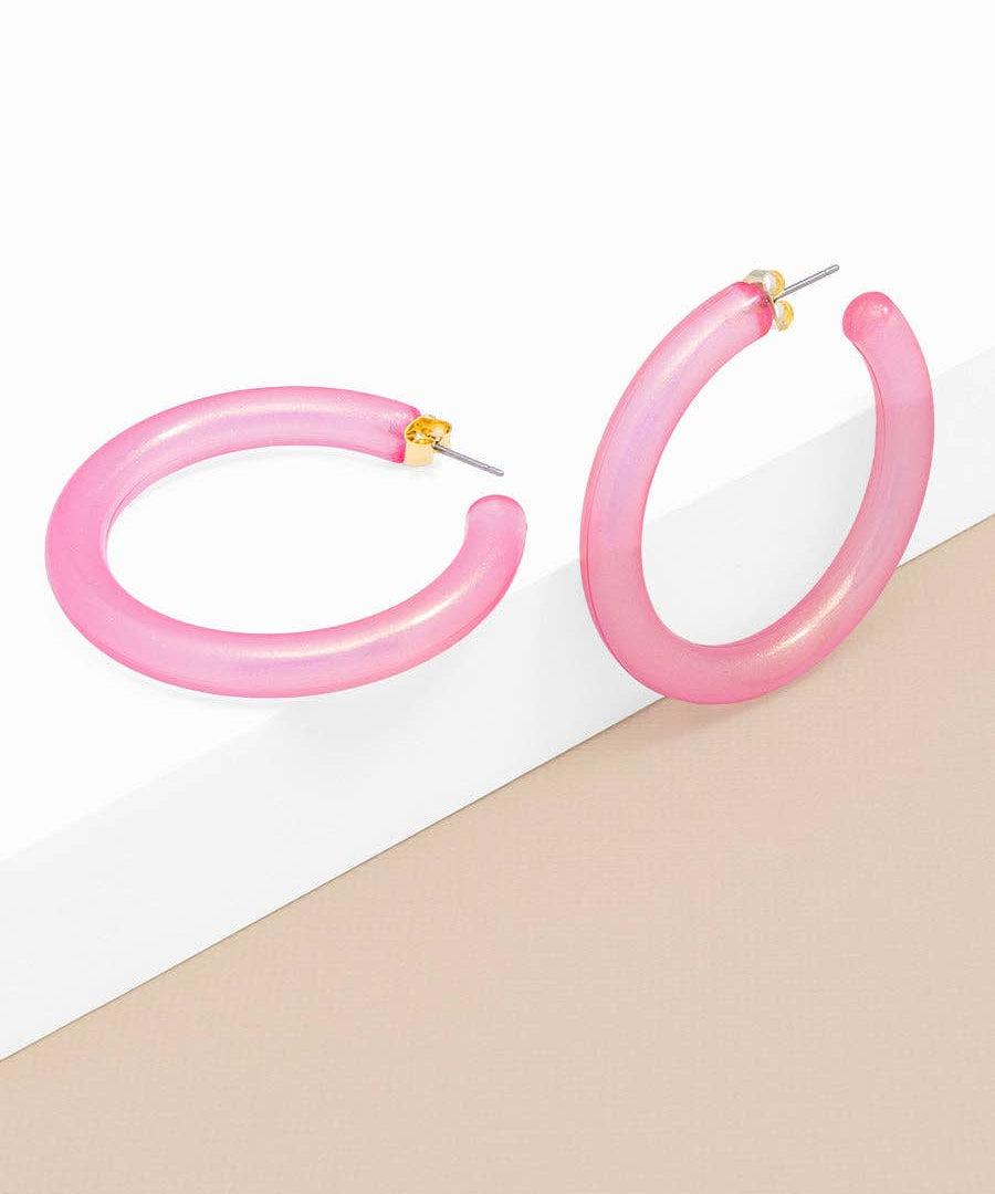 Lucite Shimmer Hoop Earring