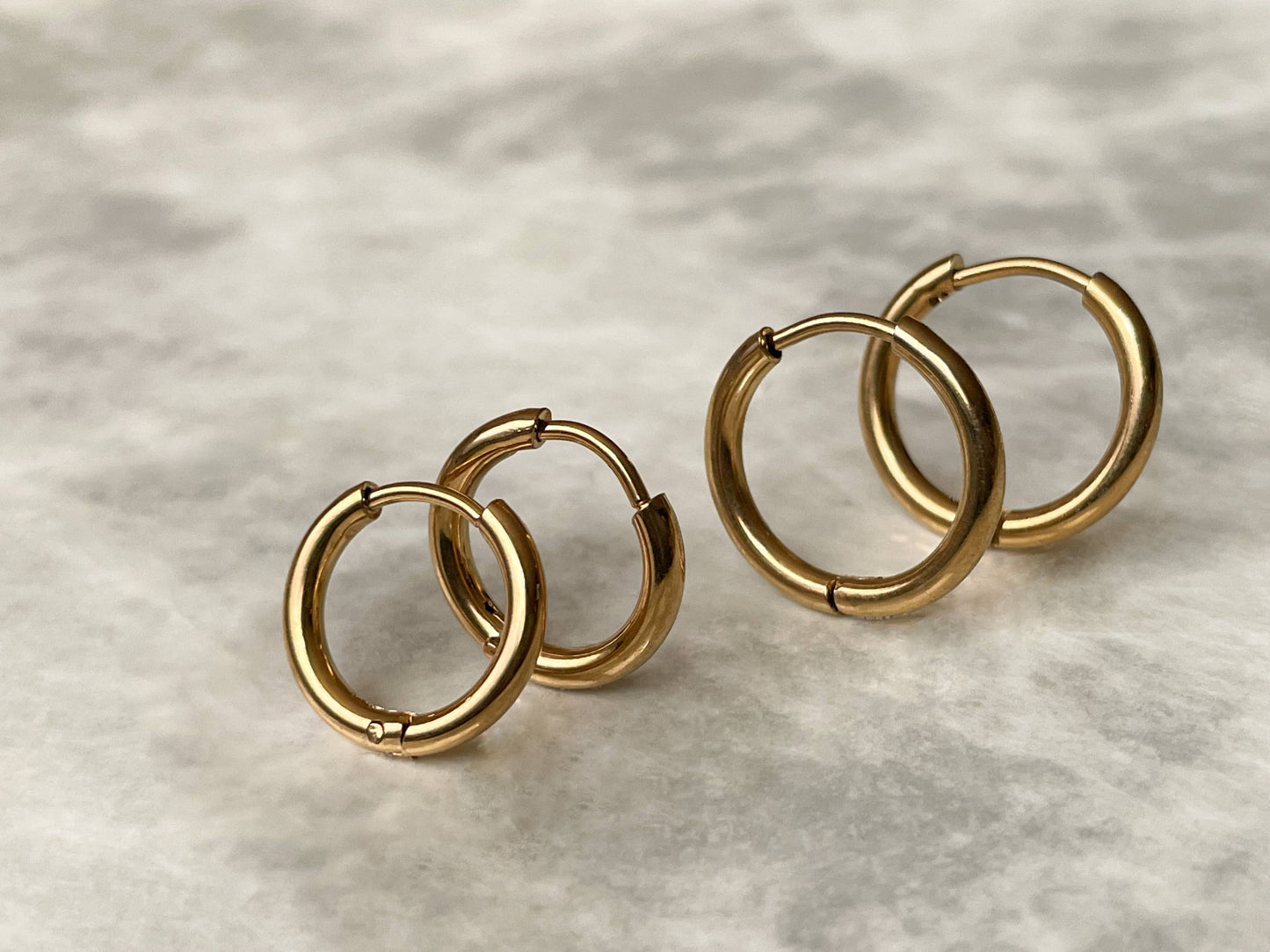 Thin Gold Hoops - Gold Huggie Hoop Earrings Minimalist 0334: 10 MM