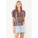 Tie Dye Split Neck Top