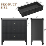 Large Fluted 3 Drawer Dresser, Modern Nightstand Cabinet