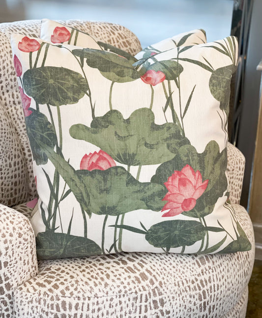 Waterlily Coral Pillow
