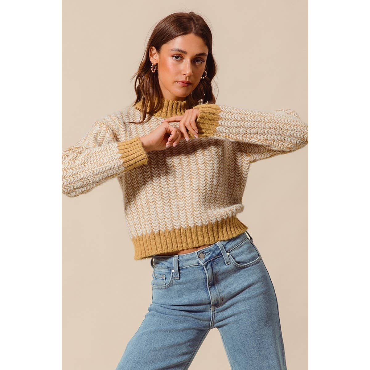 Oatmeal Herringbone Sweater