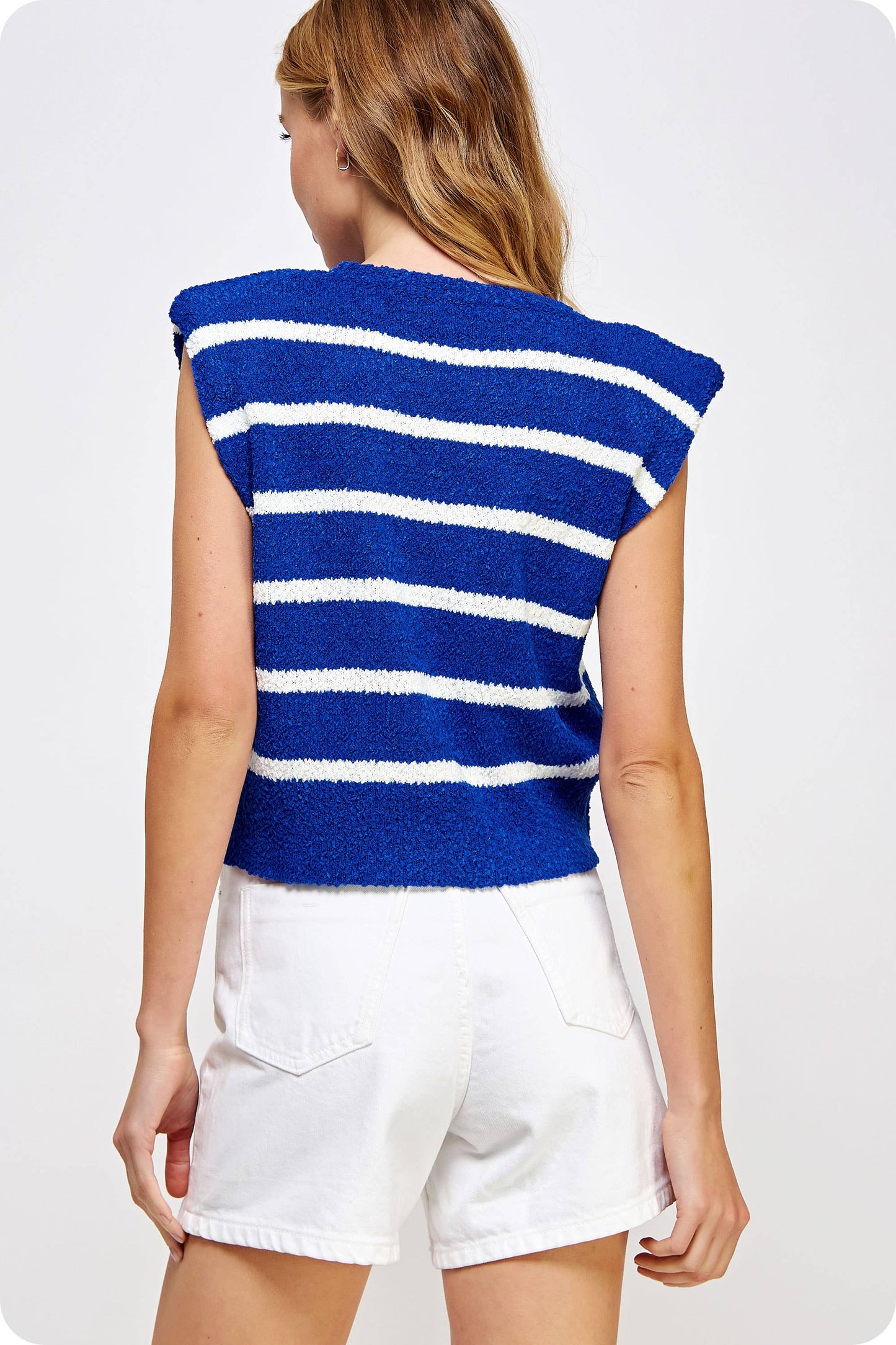 Shoulder Pad Striped Top