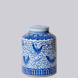 Deco Butterfly Blue and White Porcelain Canister