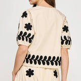 Flower Embroidery Cotton Top