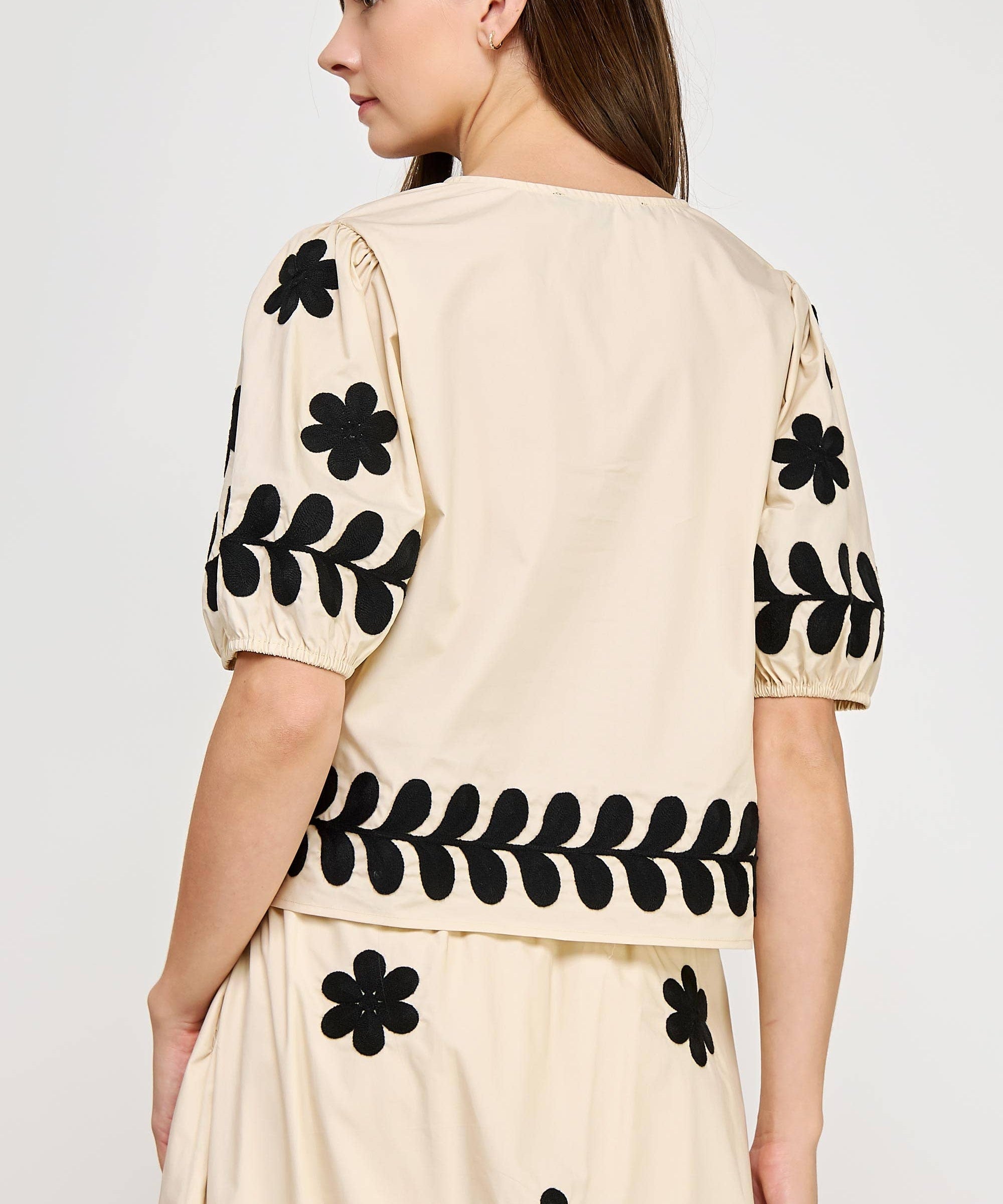 Flower Embroidery Cotton Top