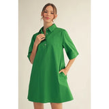 Pearl Button Shift Dress