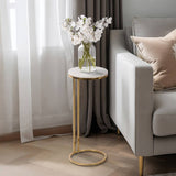 Marble Top with Iron Frame End Table
