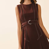 Contrast Topstitching Dress