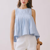 Pleated High Low Top
