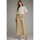 Solid Metallic Wide Leg Pant