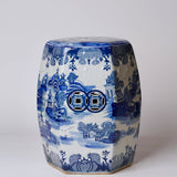 "Willow Ware" Blue and White Hexagonal Porcelain Garden Seat
