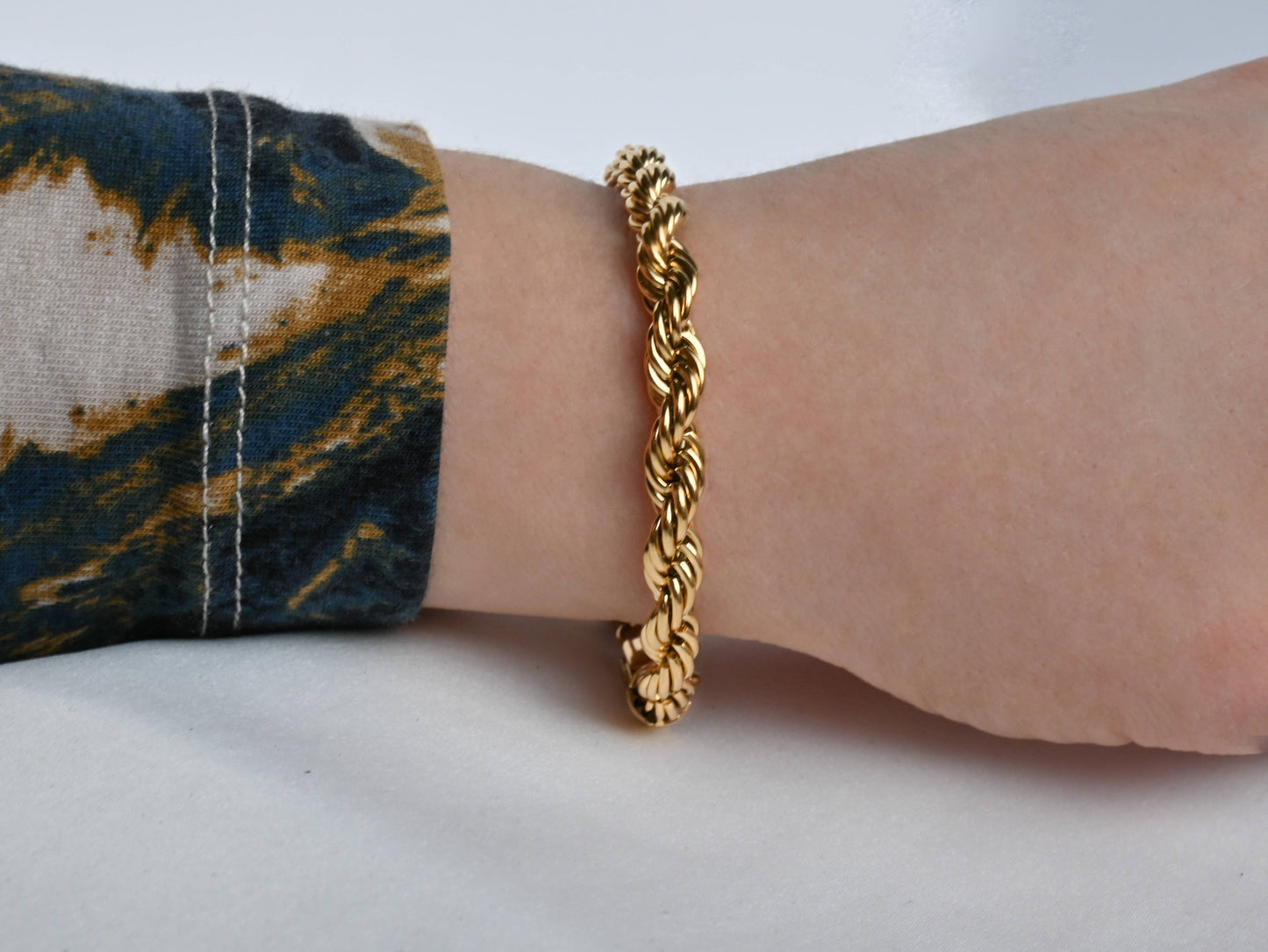 Bold 18k Gold Bracelets - Waterproof Thick Chain Bracelets: Rope