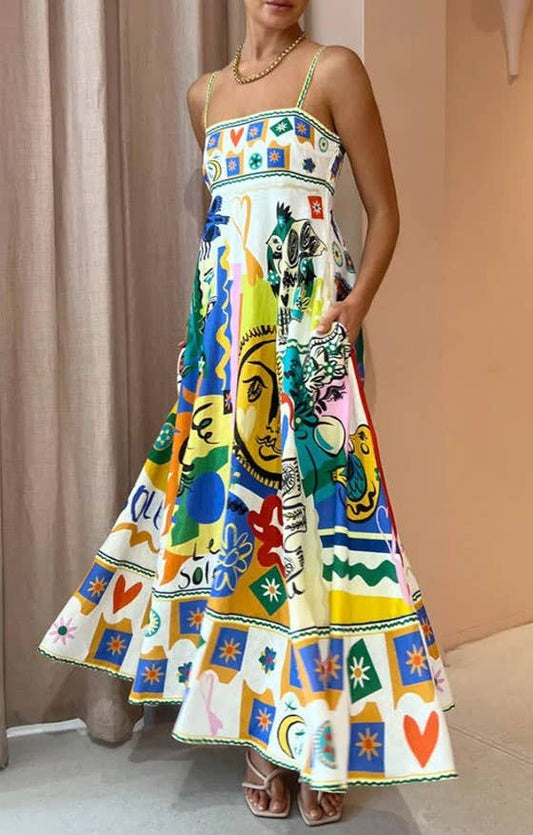 Folk Print Dress