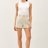 STRIPED LINEN  SHORTS
