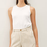 STRIPED LINEN  SHORTS