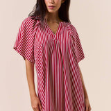 Crimson Striped Dress