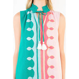 Ruffle Neck Colorblock Dress