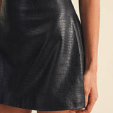 Leather Embossed High-Waist Skirt