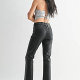 Slim Cropped Bootcut-coated Black