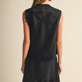 Cowl Neck Lace-Trim Blouse