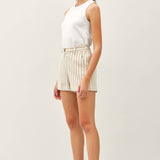 STRIPED LINEN  SHORTS