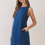 Denim Front Seam  Shift  Dress