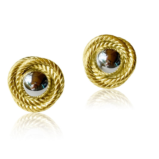 Two Toned Golden Day Stud Earrings