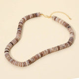 Flat Resin Disc Beaded Necklace