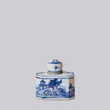 Blue and White Porcelain Landscape Caddy