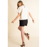 Faux Leather Scallop Hem Top