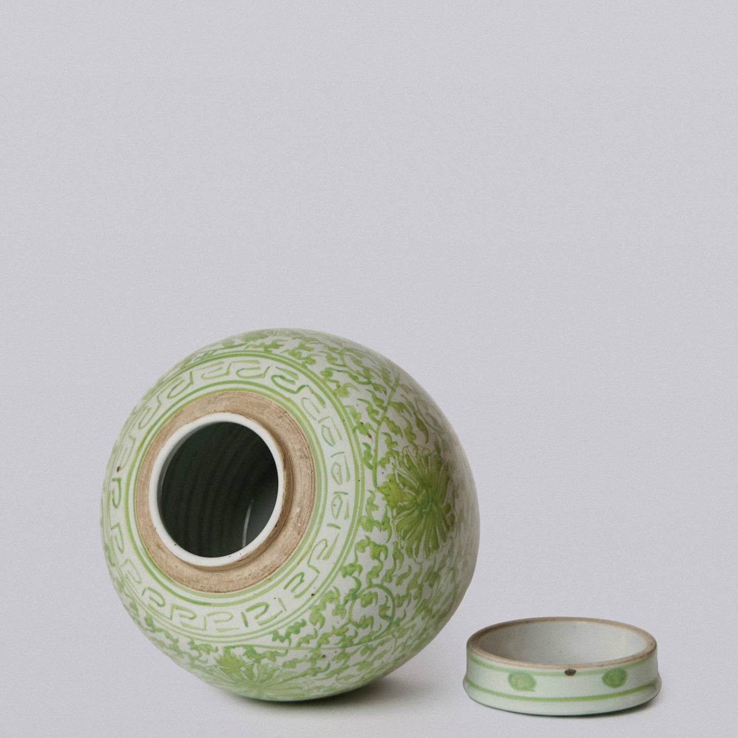 Scrolling Chrysanthemum Green and White Porcelain Jar