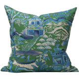Gardens of Chinoise in Green and Blue Pillow