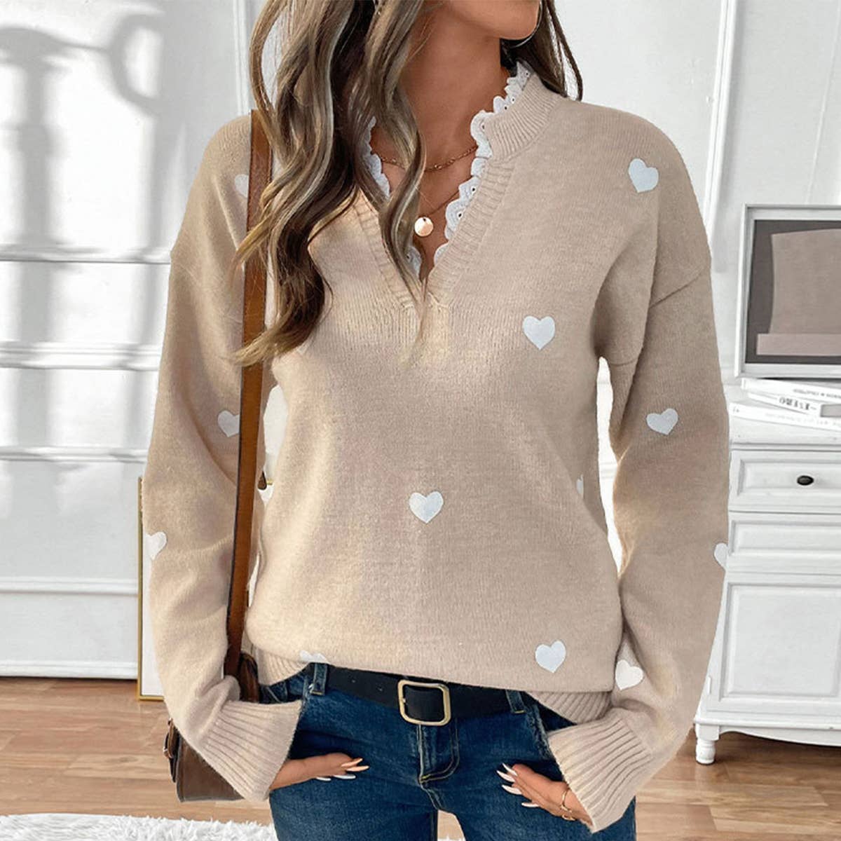 Heart V-Neck Pullover