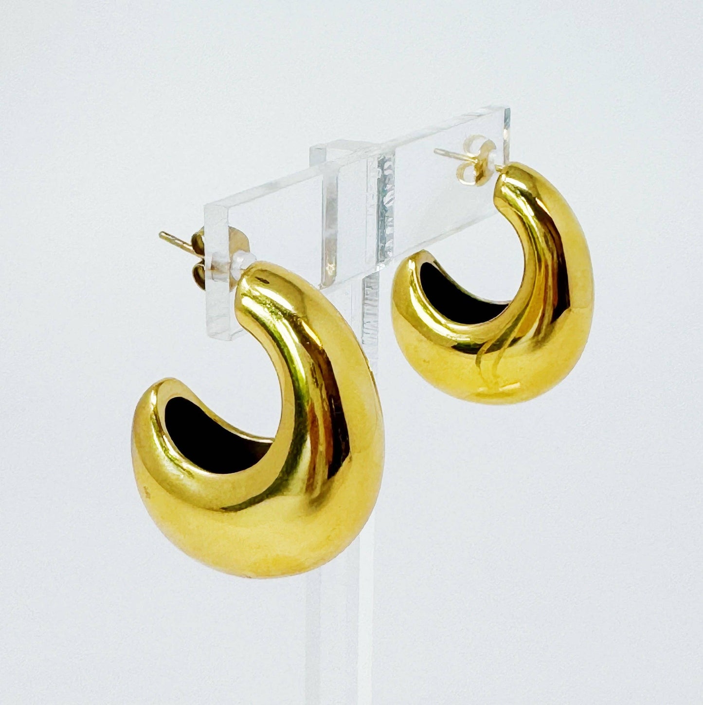 Crescent Halo Golden Hoop Earrings