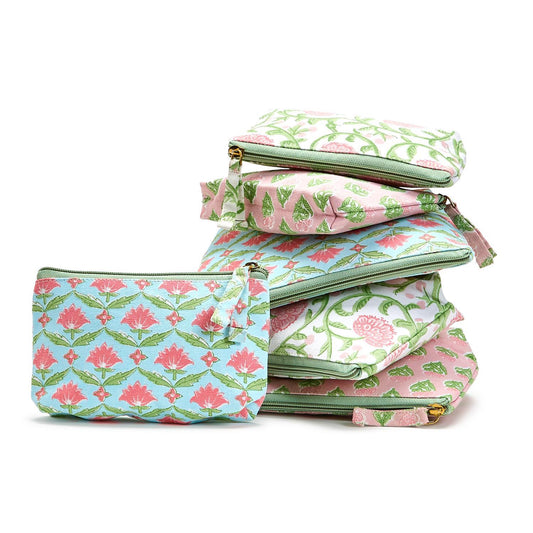 Floral Blocked Pouches S/2